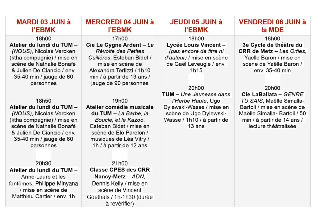 programme Tum'Ultes 2025