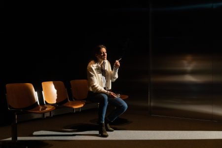 Girls and Boys texte de Dennis Kelly, traduction Philippe Le Moine, mise en scene Chloe Dabert scenographie, video Pierre Nouvel, lumieres Nicolas Marie, son Lucas Lelievre, costume Marie La Rocca a La Comedie de Reims du 11 au 20 mars 2020 puis au Theatre du Rond Point du 21 avril au 17 mai 2020.Avec : Benedicte Cerutti